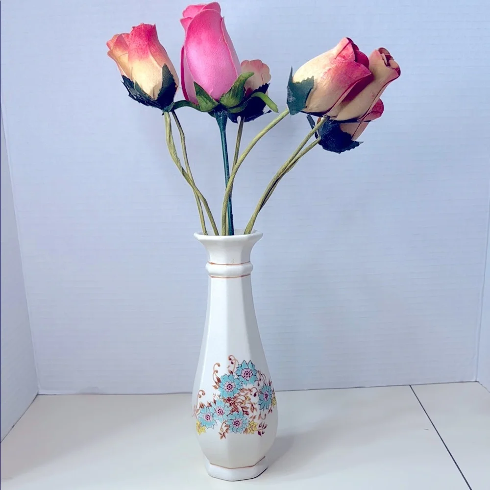 Vintage FTD Floral Ceramic Bud Vase 1983 Made in Portugal